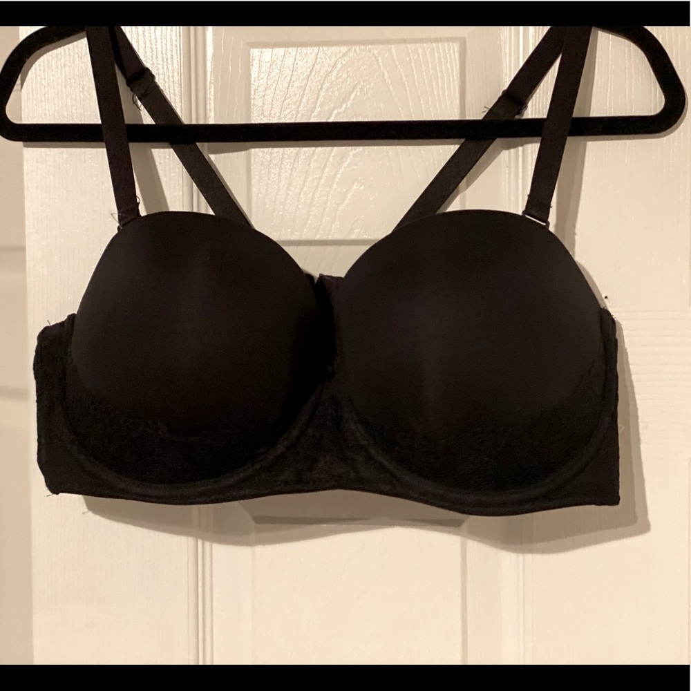 Black Microfiber Lace Push Up Bra